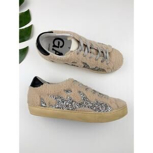 Gamin Dopamine Shearling Sneakers Sparkly Silver Flames Women's 39 US 8 8.5